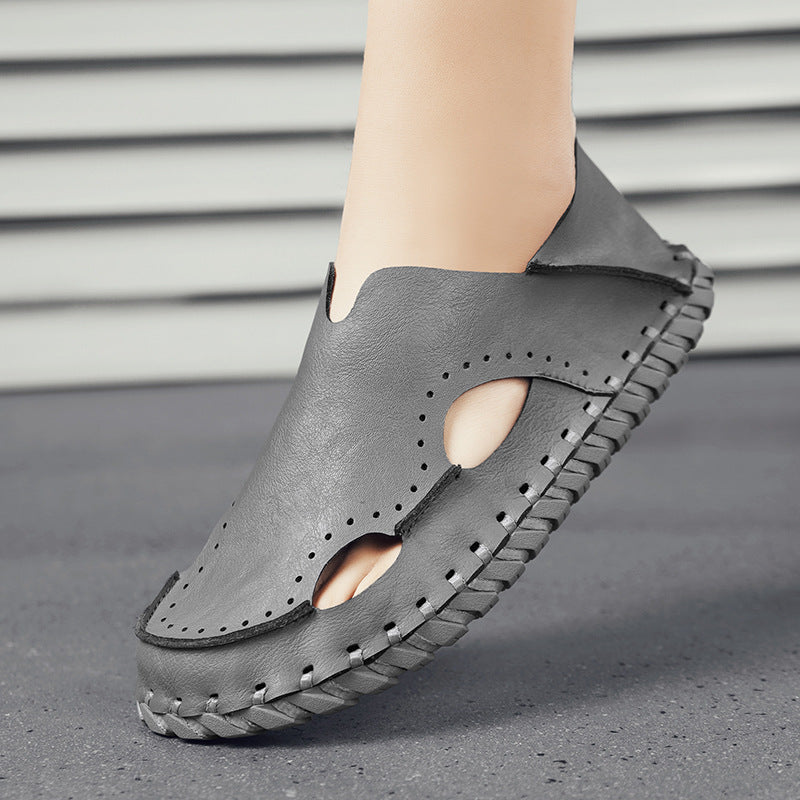 Damen Bequeme und atmungsaktive Leder-Slipper R&B