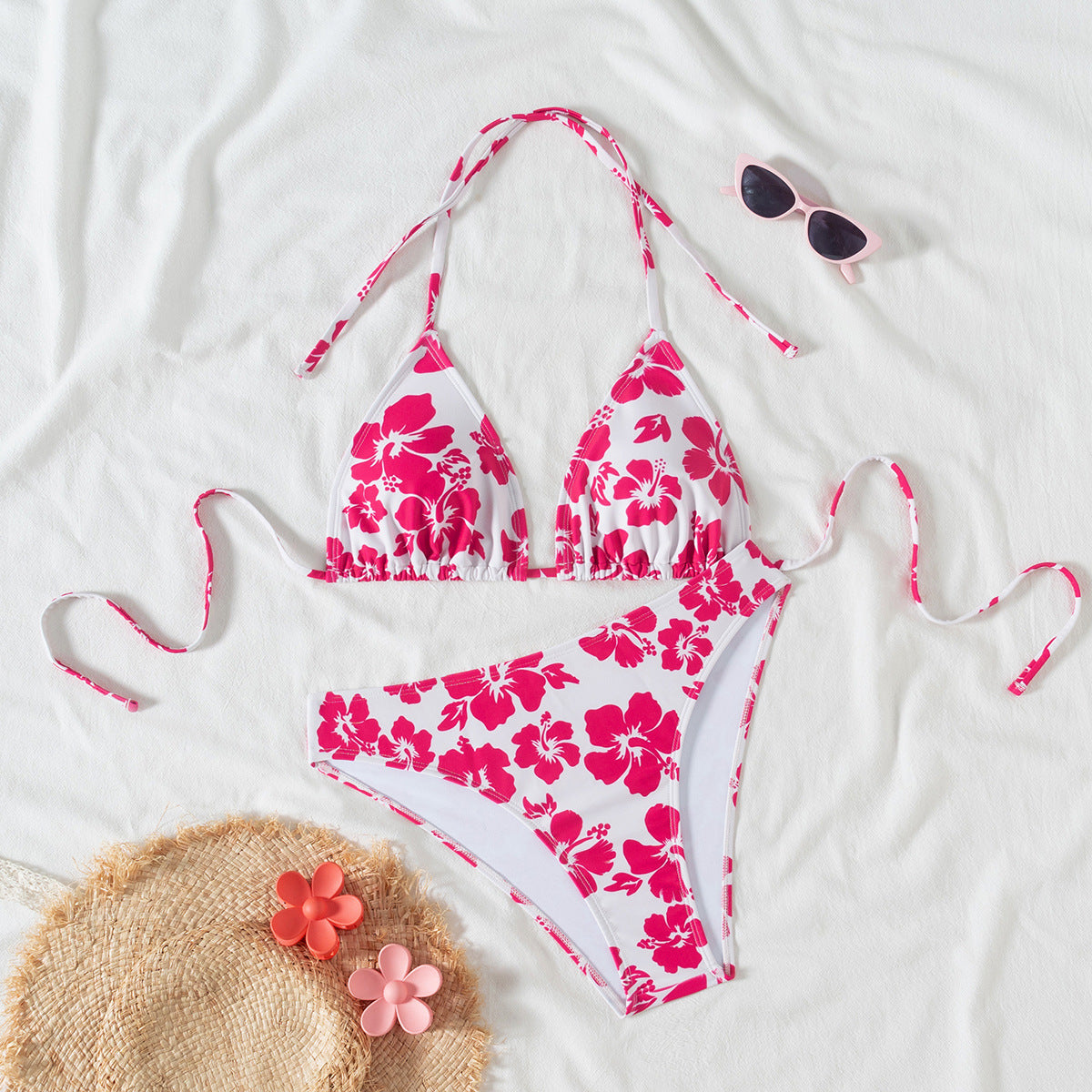 Damen Triangel-Bikini mit verstellbarem Halter und modischem Punktedesign R&B