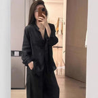 Damen Oversized Hemdblusenset mit weiten Hosen R&B