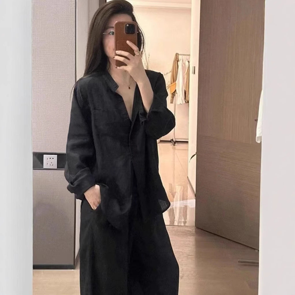 Damen Oversized Hemdblusenset mit weiten Hosen R&B