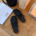 Damen Modische Riemensandalen aus hochwertigem Kunstleder mit geflochtenem Design