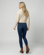 Damen Cropped-Strickblouson in Kabelstruktur mit Stehkragen und Zweiwege-Reißverschluss R&B