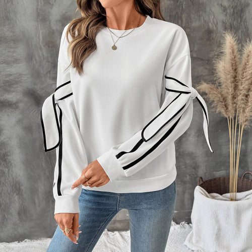 Damen sportliches Sweatshirt mit kontrastierenden Ärmeldetails R&B