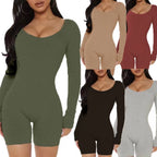 Damen Langarm Jumpsuit mit figurformendem Schnitt und Rippstruktur R&B