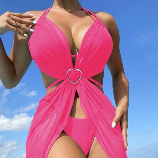 Damen Einteiler mit Raffungen und Herz-Detail R&B