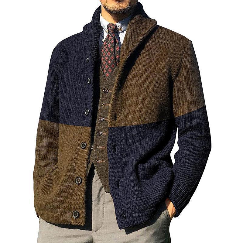 Herren Elegante Strickjacke mit hochgeschlossenem Kragen und Knopfdetails R&B