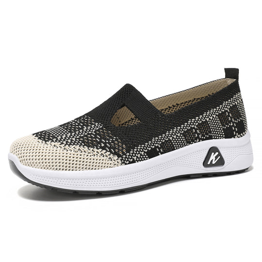 Damen Bequeme Strick-Slide-Sneakers mit elastischer Riemen R&B