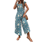 Damen Jumpsuit mit floralem Design und weitem Bein R&B