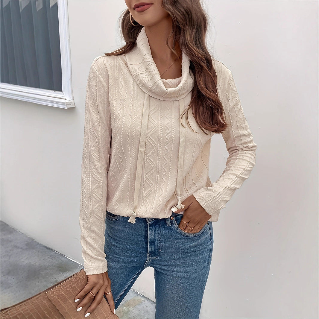 Damen Cowl-Neck Pullover mit strukturiertem Musterdetail und langem Arm R&B
