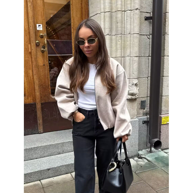 Damen cropped Steppjacke mit elastischen Bündchen und praktischen Taschen R&B