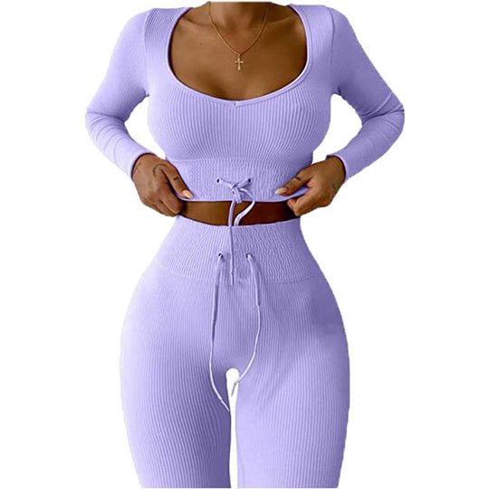 Damen Rippstrick Set mit verstellbarem Bund R&B