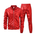 Herren nan Bomberjacke mit durchgehendem Reißverschluss, reflektierendem Metallic-Finish und elastischen Bündchen R&B