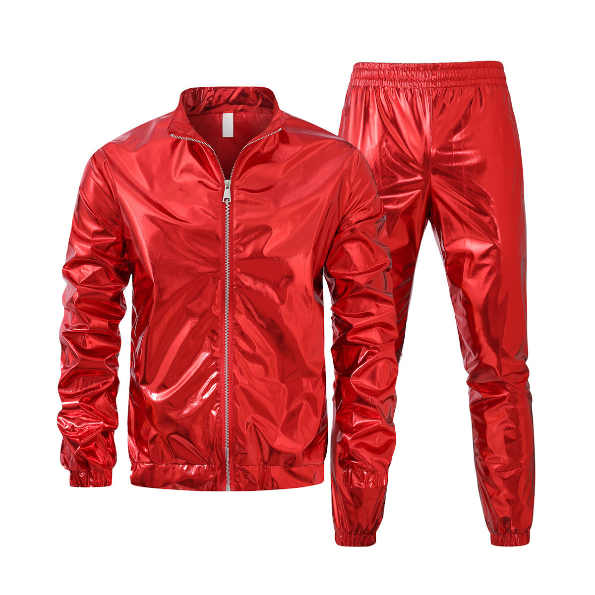 Herren nan Bomberjacke mit durchgehendem Reißverschluss, reflektierendem Metallic-Finish und elastischen Bündchen R&B