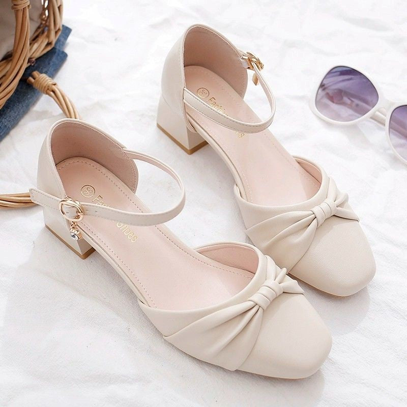 Damen Elegante Ballerinas mit praktischem Riemchen und dekorativem Knoten