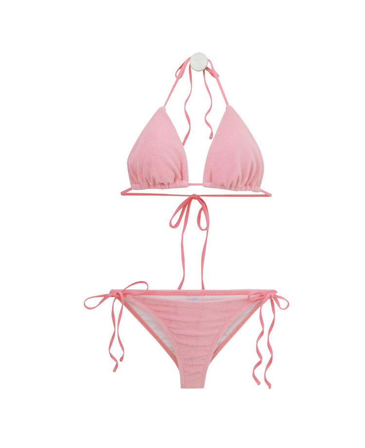 Damen Triangel-Bikini-Set mit verstellbaren Trägern und dekorativem Knoten R&B