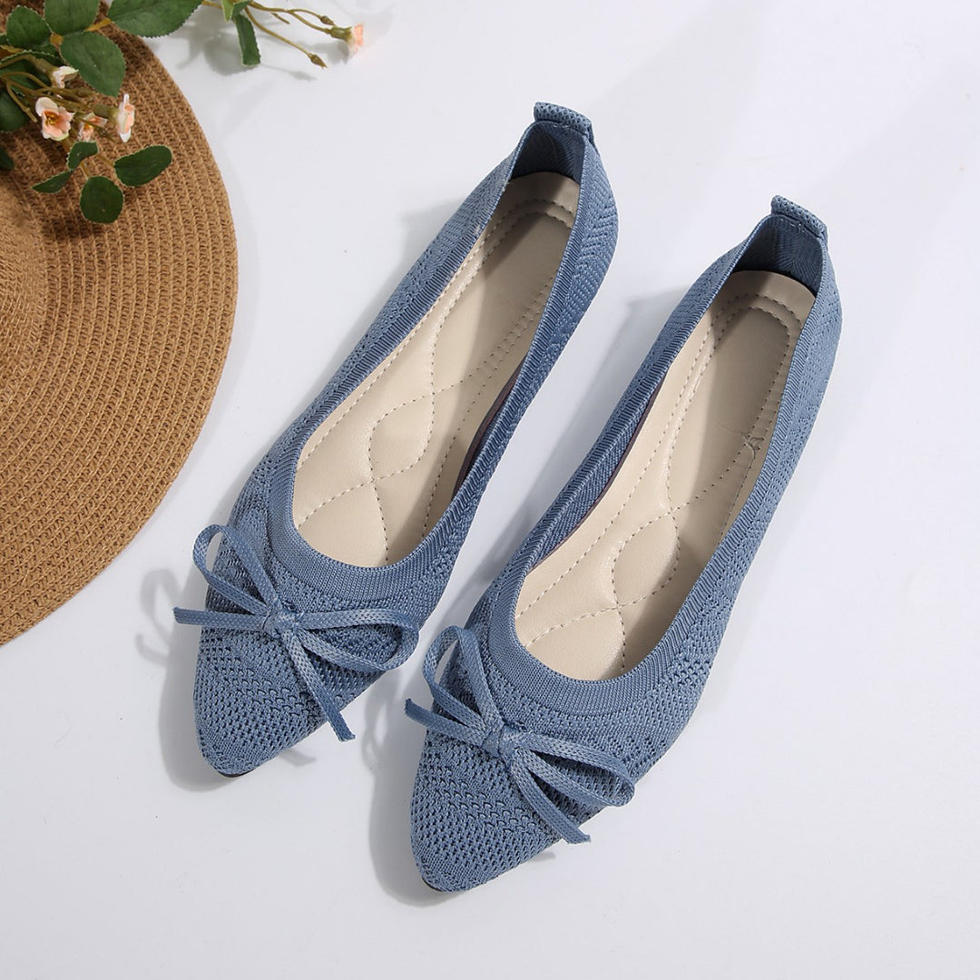 Damen elastische Ballerinas mit modischem Schleifenakzent R&B