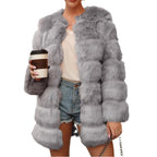 Damen Flauschige Kunstpelzjacke mit großzügigen Ärmeln und elegantem Schnitt R&B