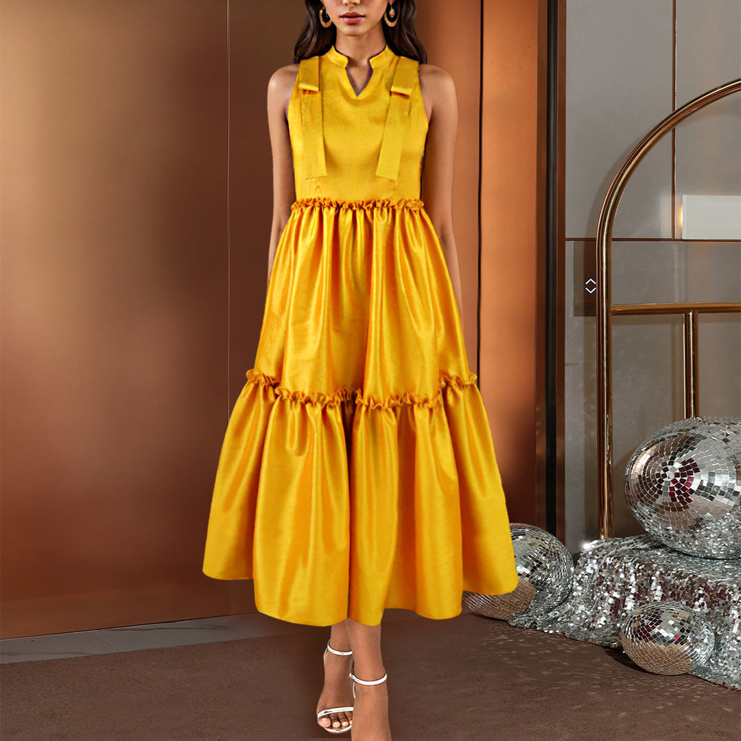 Damen Elegantes Maxikleid mit voluminösem Rock R&B