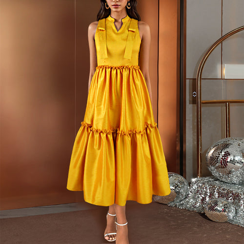 Damen Elegantes Maxikleid mit voluminösem Rock R&B