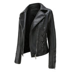Damen modische Kunstlederjacke mit raffinierten Schnürdetails