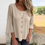 Damen Elegantes und lässiges Blusenshirt mit Knopfdetail R&B