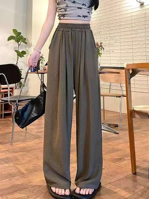 Damen Weite Leinenhose mit elastischem Bund und praktischen Taschen R&B
