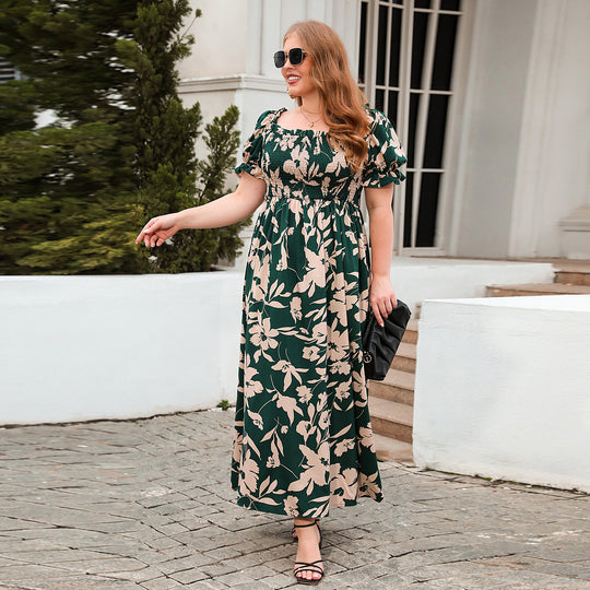 Damen Sommerliches Maxikleid mit romantischem Blumenmuster und Puffärmeln R&B