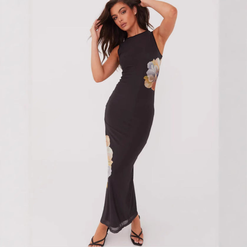 Damen Elegantes langes Kleid mit floralem Muster und figurbetontem Schnitt R&B