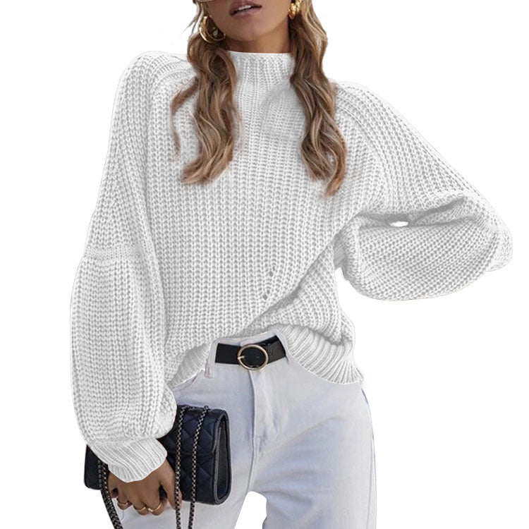 Damen gemütlicher Strickpullover mit weitem Schnitt R&B