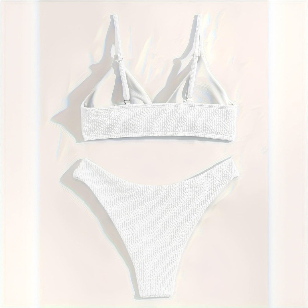 Damen Triangel-Bikini-Set mit strukturiertem Stoff und verstellbaren Trägern R&B