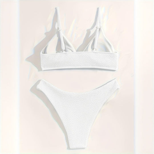 Damen Triangel-Bikini-Set mit strukturiertem Stoff und verstellbaren Trägern R&B