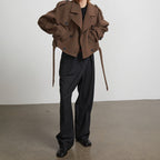 Damen Kurze Wolljacke im Trench-Stil mit stylischen Details R&B