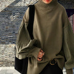 Damen Oversized Pullover mit strukturierten Puffärmeln R&B