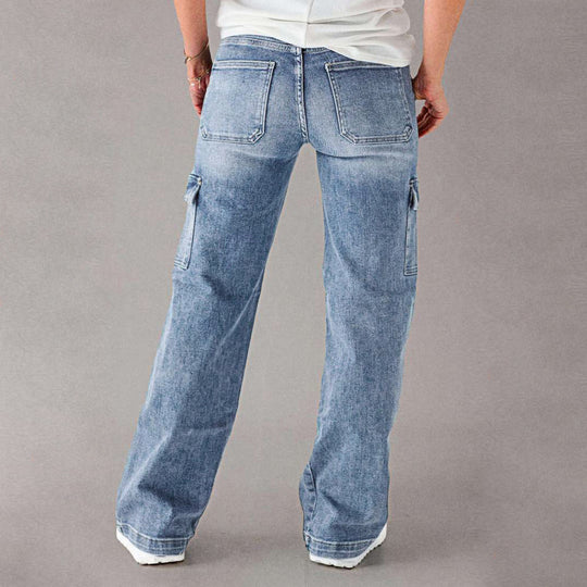 Damen Cargo-Jeans mit lässigem Schnitt und praktischen Taschen R&B