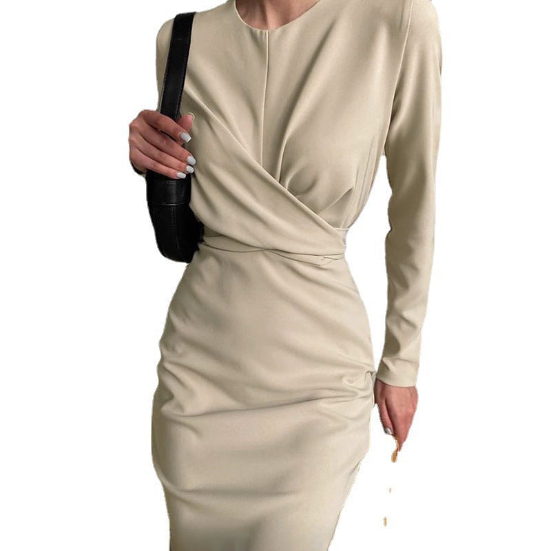 Damen Elegantes Wickelkleid mit langen Ärmeln und figurbetontem Schnitt R&B