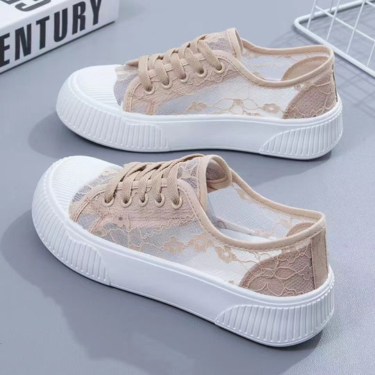 Damen Sneakers mit eleganter Spitzenoptik und komfortabler Polsterung R&B