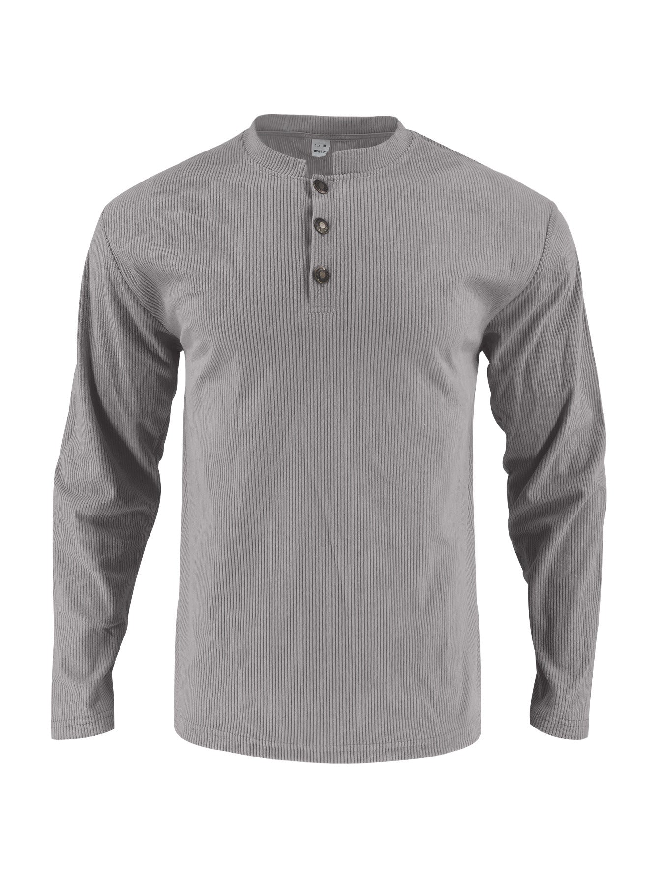 Herren Langarmshirt mit modischer Stehkragen und Knopfleiste R&B