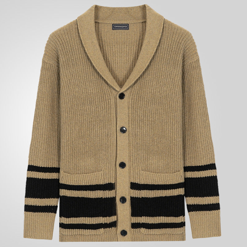 Herren Strickjacke mit modernem Waffelmuster und praktischen Taschen R&B