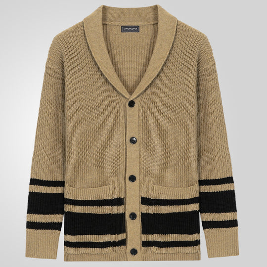 Herren Strickjacke mit modernem Waffelmuster und praktischen Taschen R&B