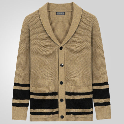 Herren Strickjacke mit modernem Waffelmuster und praktischen Taschen R&B