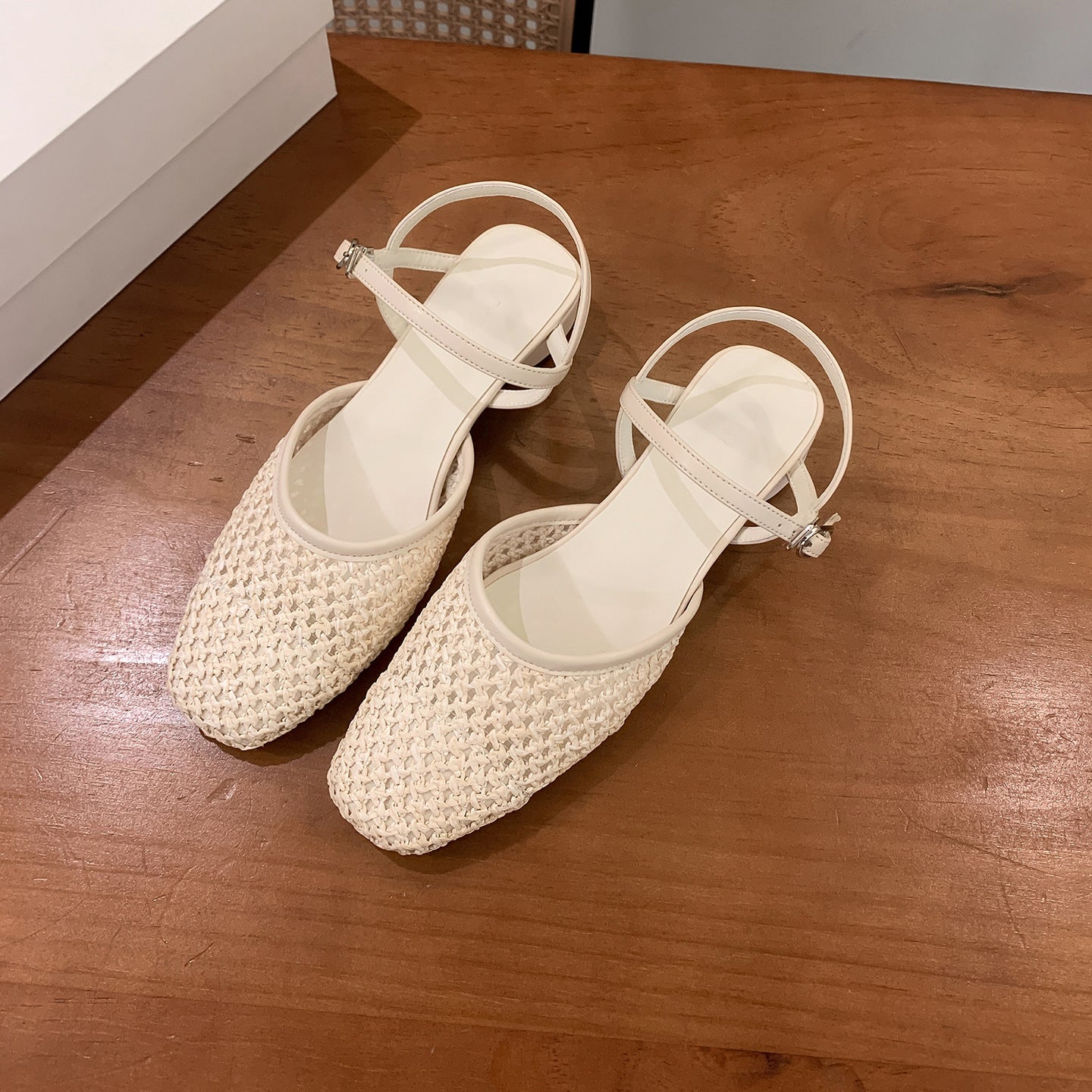 Damen Slingback-Pantoletten mit geflochtenem Obermaterial