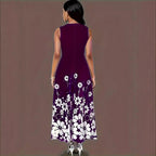 Damen Maxikleid mit floralen Akzenten und seitlichen Eingrifftaschen R&B