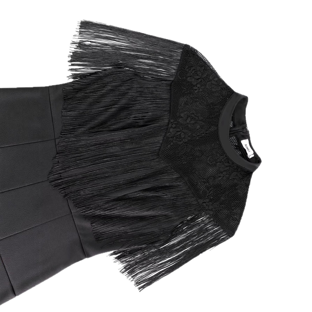 Damen Eleganter Jumpsuit mit schickem Fransen und Spitzenakzenten R&B