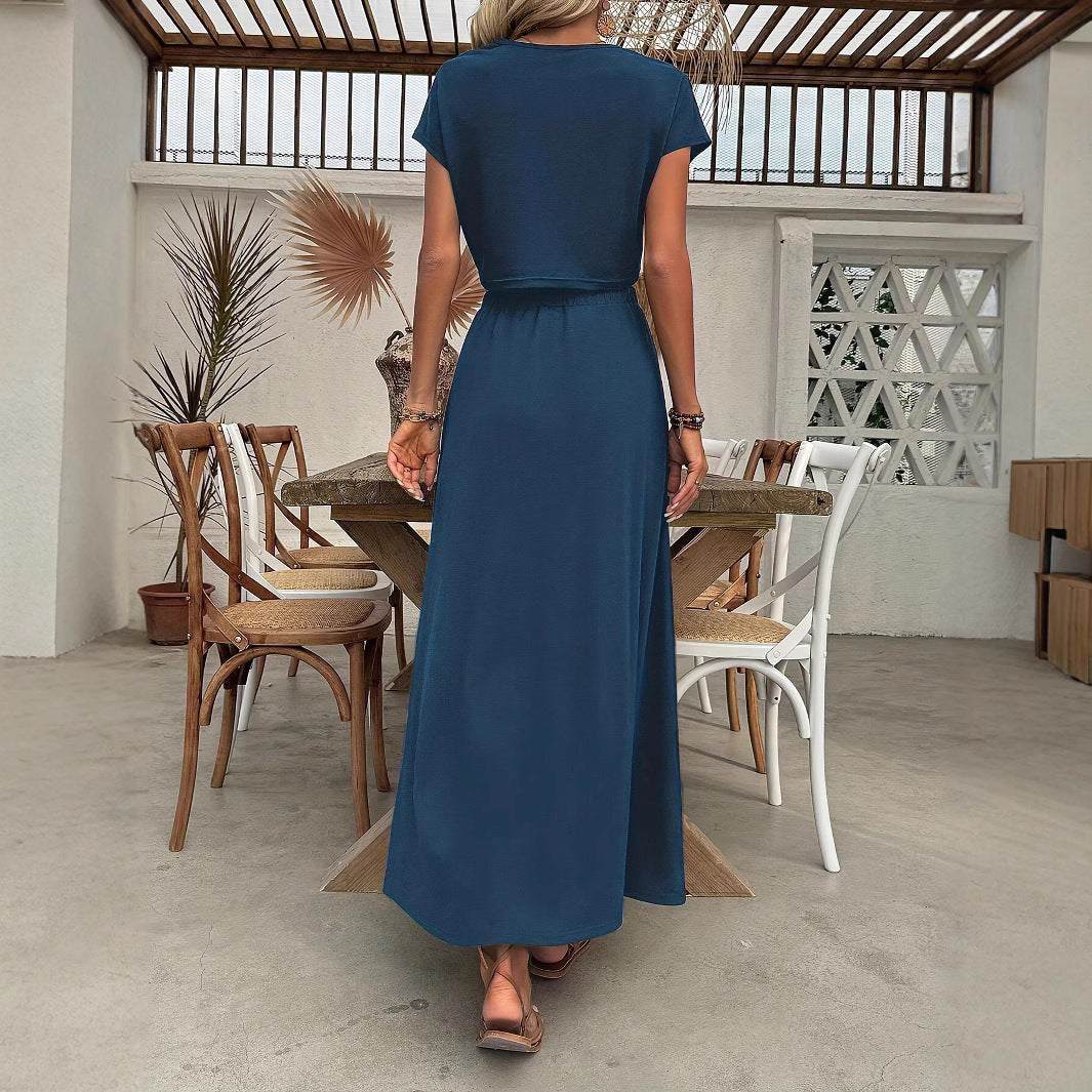 Damen Zweiteiliges Set mit Crop-Top und Maxirock R&B
