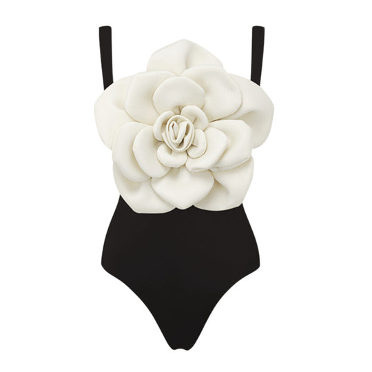 Damen Badeanzug mit floralem Volumen und passendem Wickelrock R&B