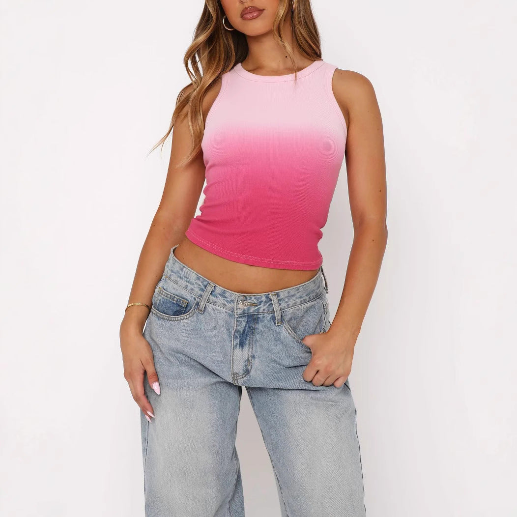 Damen Fitness-Tanktop mit modernem Farbverlauf und figurbetontem Schnitt R&B