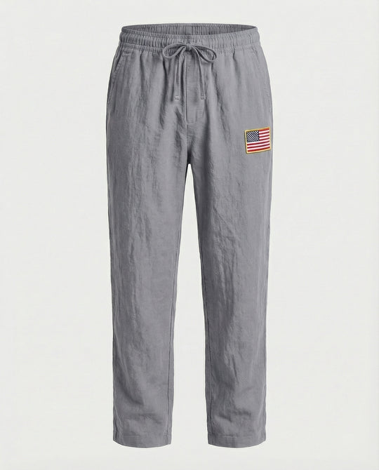 Herren Bequeme Freizeithose mit elastischem Bund und USA-Flaggenapplikation R&B
