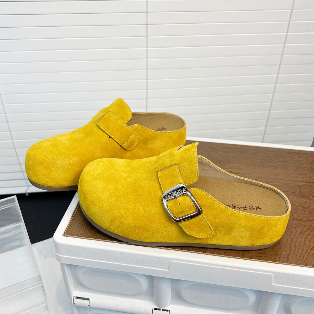 Damen Bequeme Wildleder-Clogs mit verstellbarem Riemen und ergonomischem Fußbett R&B