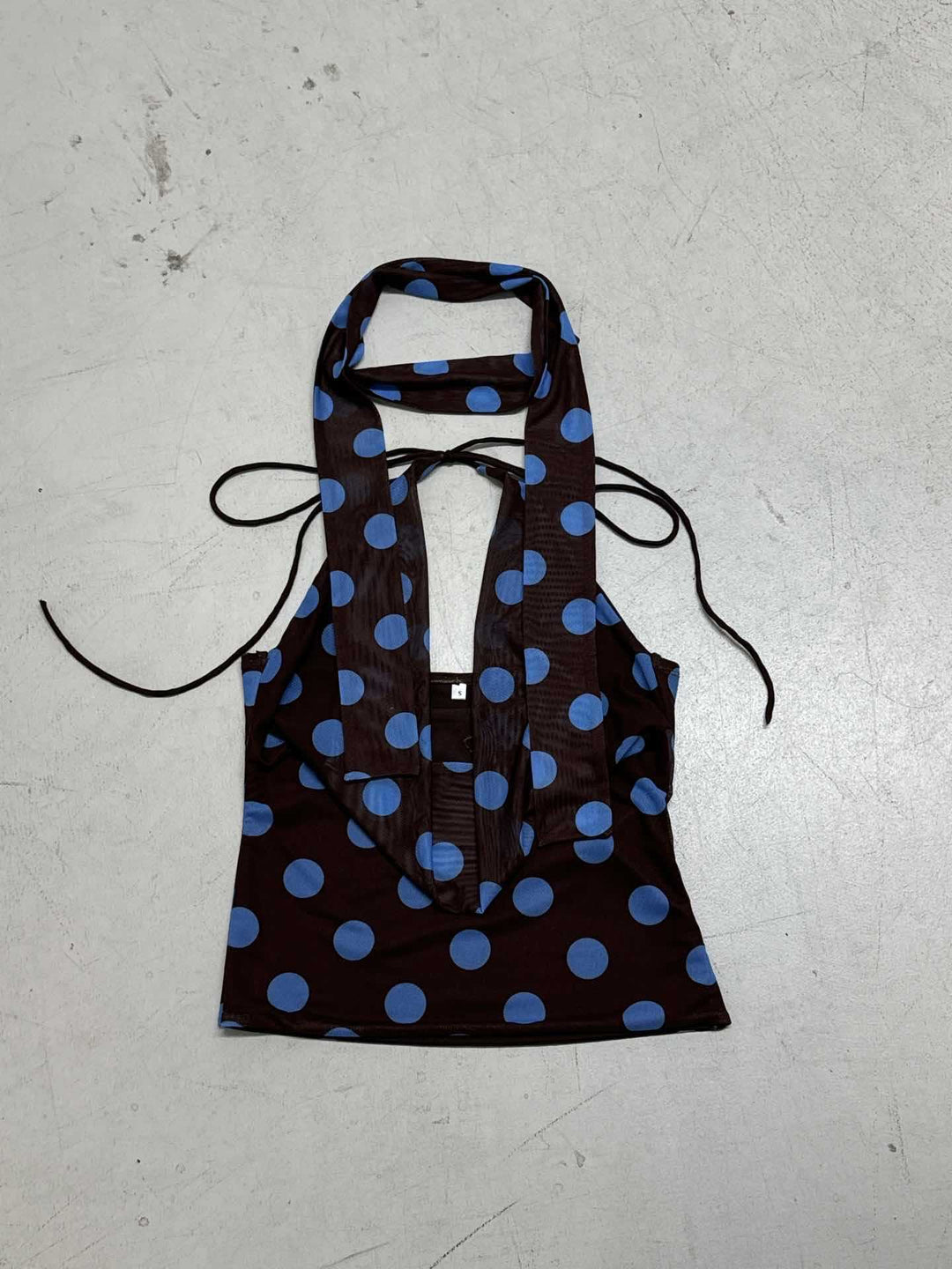 Damen ärmelloses Oberteil mit einzigartigem polka-dot Design und verstellbarem Halspartie R&B