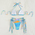 Damen Triangel-Bikini mit modischen Schnüroptik und schimmernden Ringdetails R&B